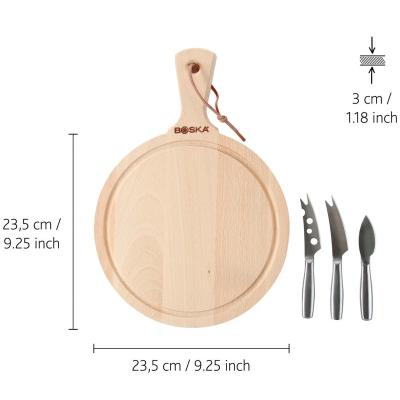 Juego 3 cuchillos queso y tabla 33x23 cm