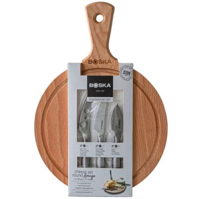 Juego 3 cuchillos queso y tabla 33x23 cm