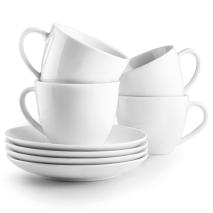 Juego 4 tazas y plato desayuno 310 ml porcelana