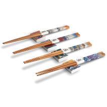 4 pares palillos con 4 soportes japo