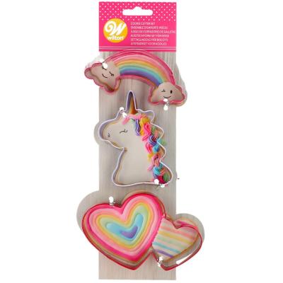 Juego 3 cortadores galletas Unicornio