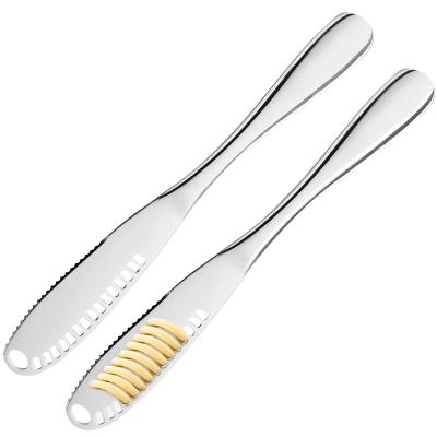 2x cuchillo mantequilla dentado rizador