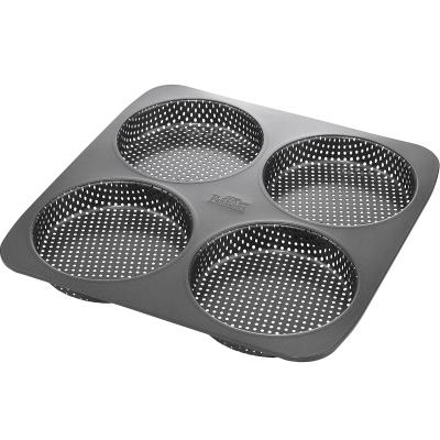 Molde x4 pan hamburguesa 12 cm perforado met�lico