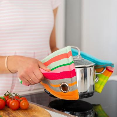 Set 2 protectores cocina 100% algod�n Stripe c�lid