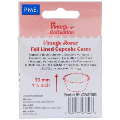 Papel cupcakes aluminio x30 Vintage Rose