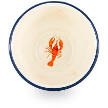 Bol esmaltado blanco azul 14 cm Langosta