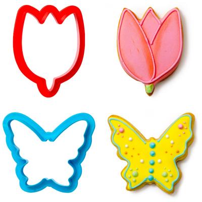 Set 2 cortadores galletas plstico Mariposa y flor