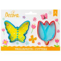 Set 2 cortadores galletas plstico Mariposa y flor
