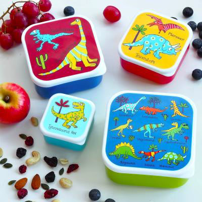 Set 4 fiambreras snack Dinosaurios
