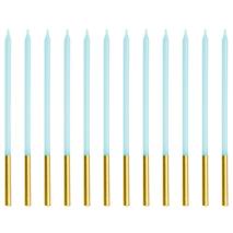 Juego de 12 velas largas azul/dorado