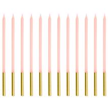 Juego de 12 velas largas rosa/dorado