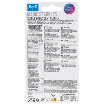 Copos comestibles brillo iridiscente Magic plata