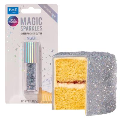 Copos comestibles brillo iridiscente Magic plata
