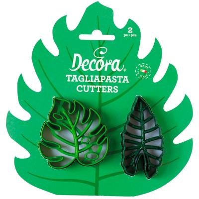Set 2 cortadores galletas pl�stico Hojas tropical