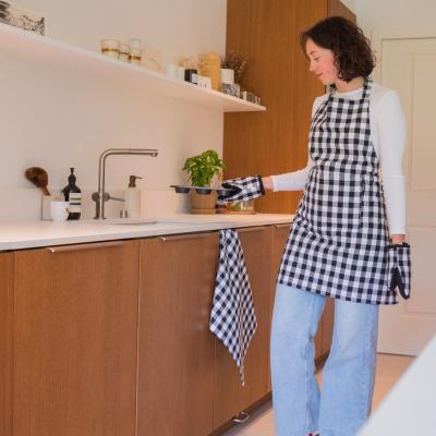 Juego 2 manoplas de cocina 100% alg Vichy negro