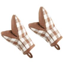 Juego 2 manoplas de cocina 100% alg Vichy cognac