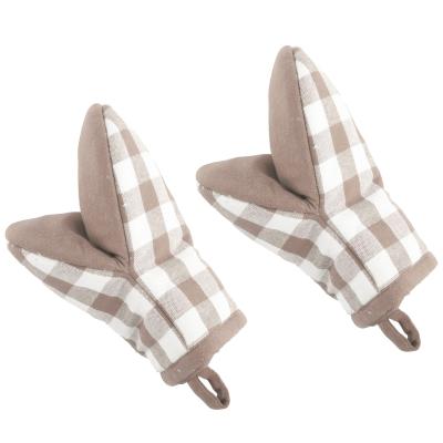 Juego 2 manoplas de cocina 100% alg Vichy taupe
