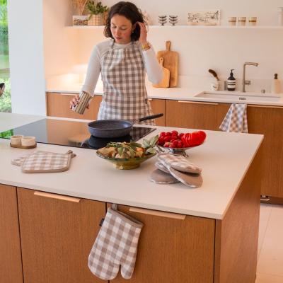 Juego 2 manoplas de cocina 100% alg Vichy taupe