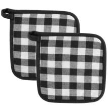 Set 2 protectors de cuina 100% cot Vichy negre