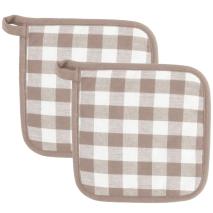 Set 2 protectors de cuina 100% cot� Vichy taupe