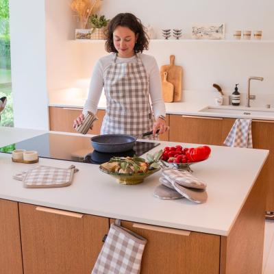 Juego 2 protectores de cocina 100% alg Vichy taupe