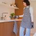 Delantal de cocina 100% algodn Vichy negro