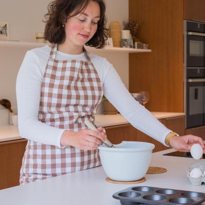 Delantal de cocina 100% algod�n Vichy cognac