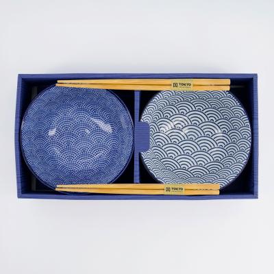 Set japon�s Nippon blue 2 boles tayo y palillos