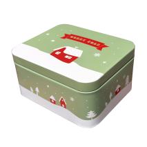 Caja metal Merry Xmas green S