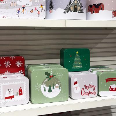 Caja metal Merry Xmas green S