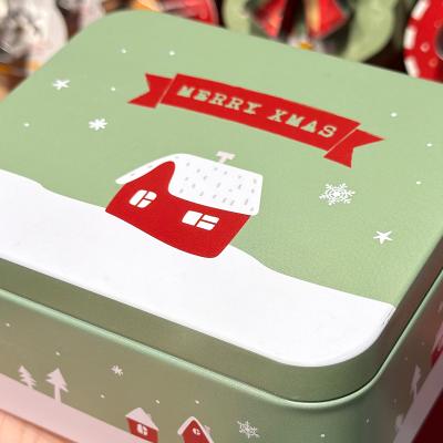 Caja metal Merry Xmas green S
