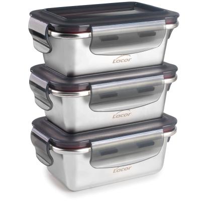 Set 3 tupper acero tapa plstico 260 ml