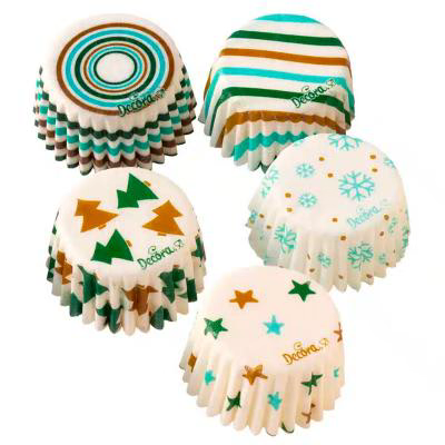 Papel mini cupcakes x100 Navidad