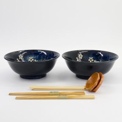 Set regalo 2 boles Ramen Sakura cobalt blue 21 cm