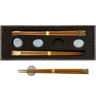 4 pares palillos japoneses con 4 soportes olas