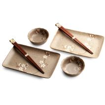 Set japon�s Anemone taupe safates y bastonets
