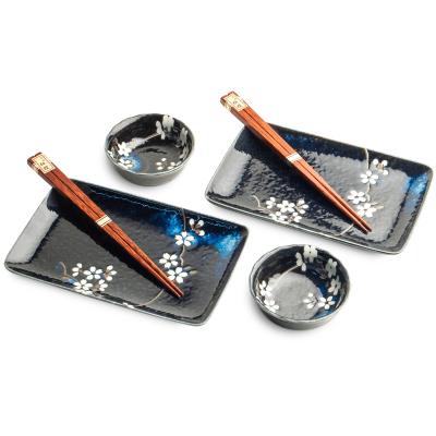 Set japons Anemone blue bandejas y palillos