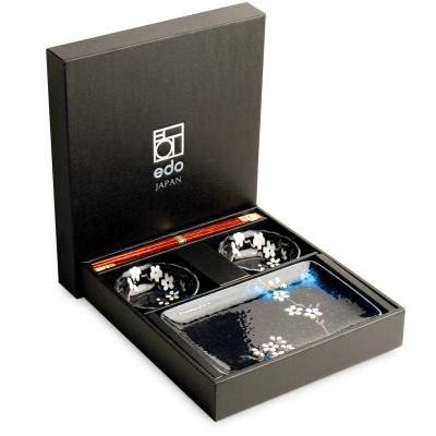 Set japon�s Anemone blue bandejas y palillos
