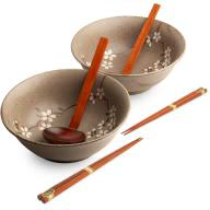 Set Ramen Anemone taupe x2 bols i culleres