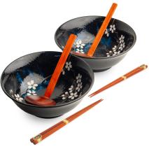 Set Ramen Anemone Blue x2 boles y cucharas