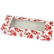 Caja para turr�n motivos rojos Viena 21x9x2,8 cm