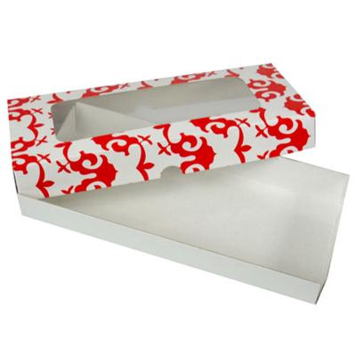 Caja para turr�n motivos rojos Viena 21x9x2,8 cm
