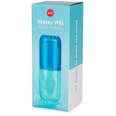 Botella con vaso agua P�ldora 550 ml cristal