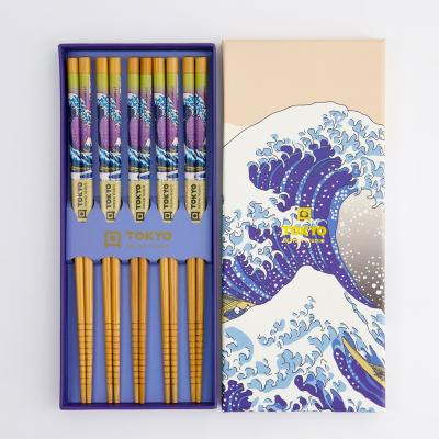 5 pares palillos japoneses Hokusai