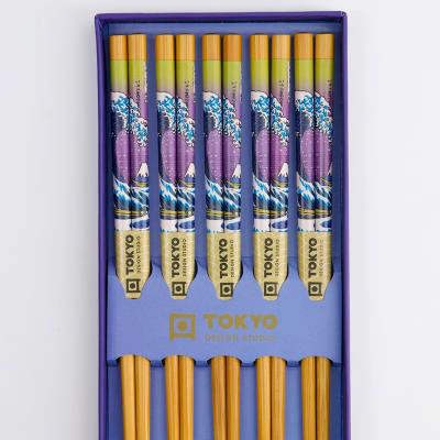 5 pares palillos japoneses Hokusai