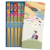5 pares palillos japoneses pez Koinobori