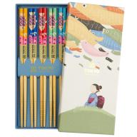 5 pares palillos japoneses pez Koinobori