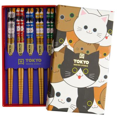 5 pares palillos japoneses Cats