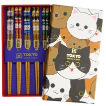 5 pares palillos japoneses Cats