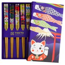 5 pares palillos japoneses Cats & Koinobori
